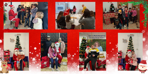 Collage de distintas imágenes de la visita de Papá Noel en las distintas delegaciones de la asociación