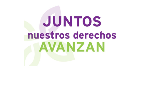 Imagen corporativa con la frase 'Juntos, nuestros derechos avanzan'.