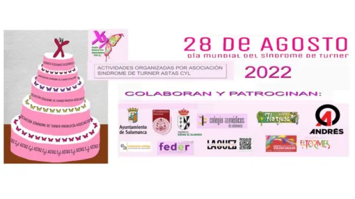 Cartel promocional, incluye una tarta rosa