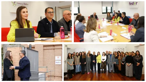 Collage de fotografías durante la reunión (© Casa de S.M. el Rey).