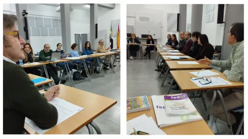 Collage de fotografías durante la reunión.